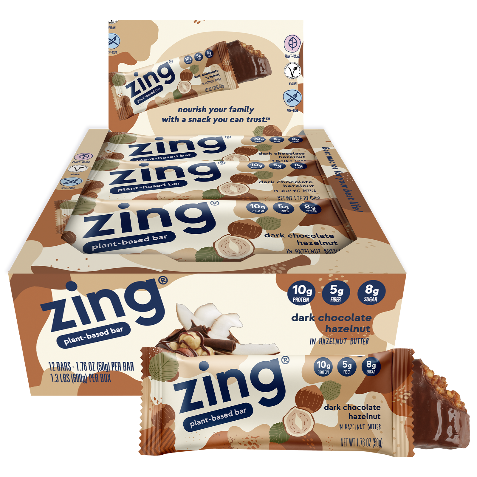 Buy Dark Chocolate Hazelnut Nutrition Bars - Vegan Chocolate Bars