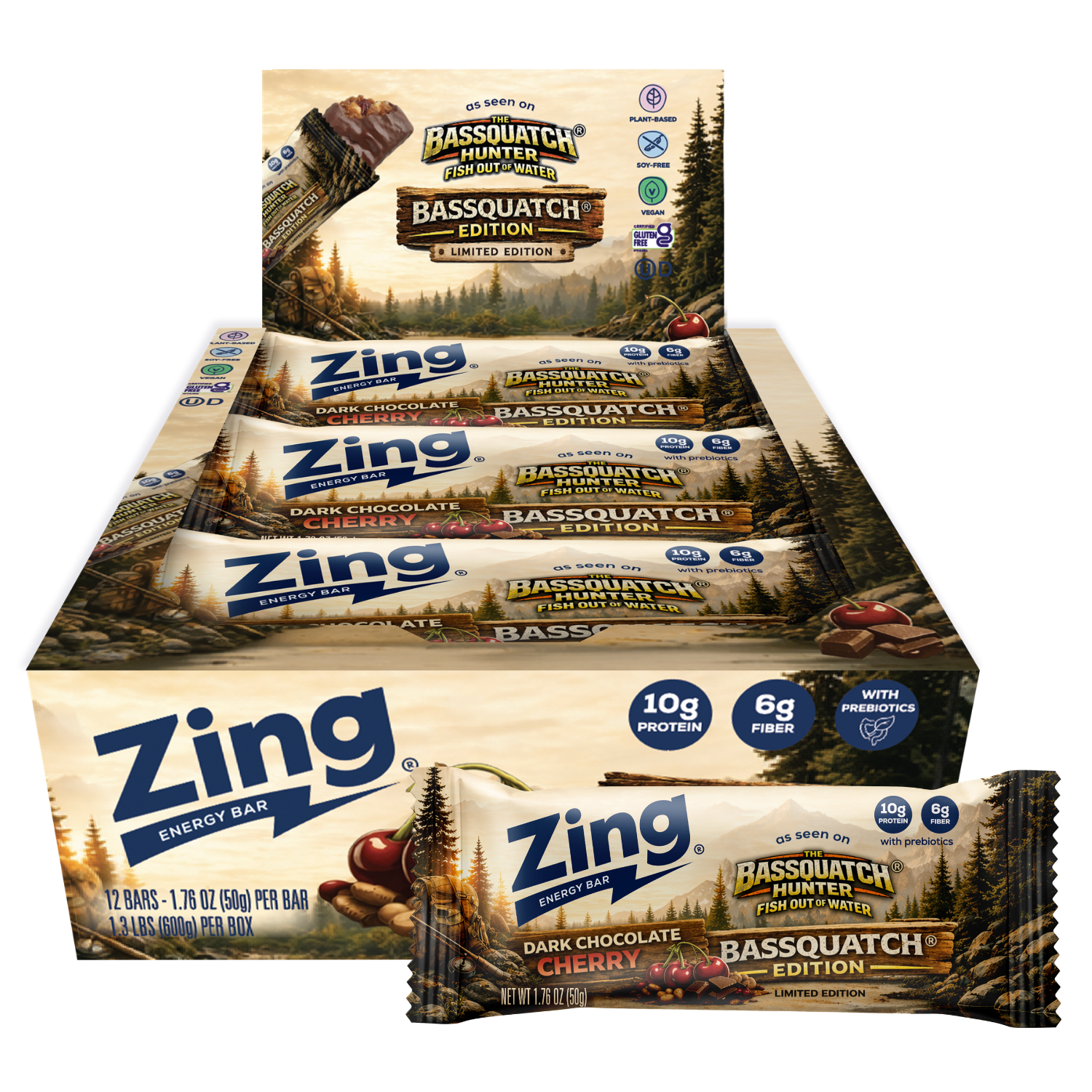 dark chocolate cherry bassquatch edition energy bar | zing bars