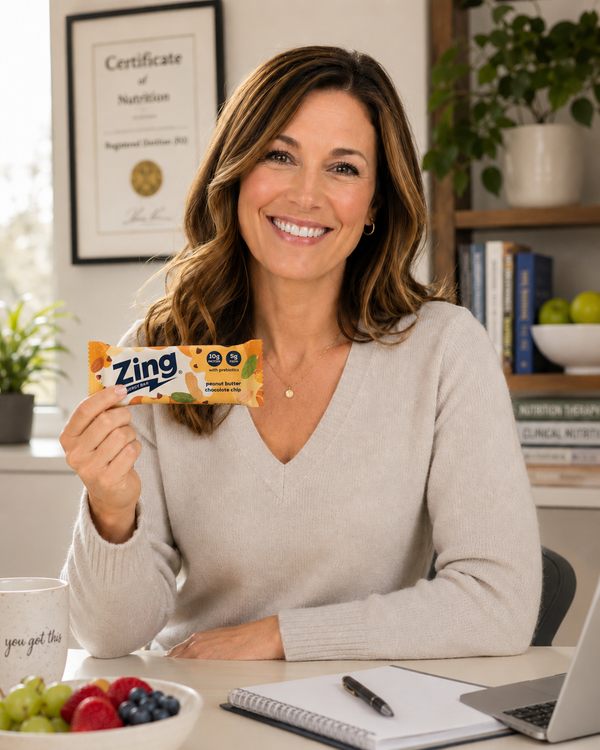 registered dietitian recommending a  peanut butter zing energy bar